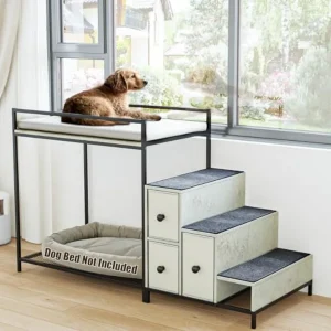 Pet Bunk Bed with Stairs and Storage for Dogs/Cats