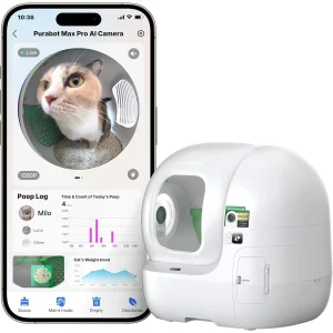 2025 New Purobot Max Pro Cat's Facial Recognition AI-Camera Automatic Cat Litter Box,