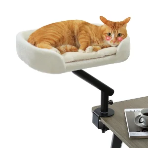 Cat Desk Bed, 360° Rotatable Cat Bed Stand for Indoor Cats,