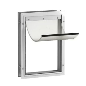 Deluxe Aluminum Pet  Door with 2-Way Locking Panel for Screens Doors and Walls up to 2.8" Thick