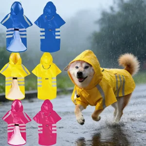 2026 New Waterproof Reflective Dog Raincoat Hooded