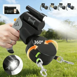 Auto Retractable Double-Headed Dog Leash 3M Rope for 2 Dogs