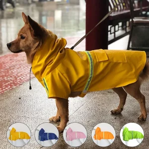 Large Dog Raincoat, Reflective Pet Windproof hooded